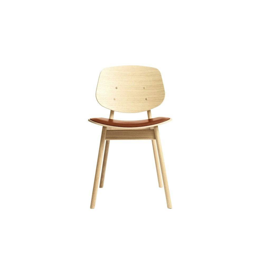 Ro Collection Pandora Dining Chair Upholstered Seat Standard Leather Calvados Soaped Oak