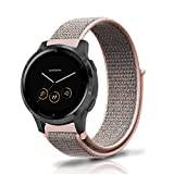 Niboow 18 mm armband för Garmin Vivoactive 4S (40 mm)/Vivomove 3S (39 mm)/Forerunner 255S Music, nylon Solo Loop kardborreband, ersättningsband armband för Garmin Venu 2S/Captain Marvel 40 mm – rosa