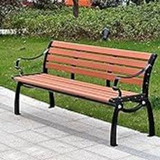 Utomhusbänk Uteplats Bänk Veranda Möbler Park Trädgård Terrass Bänkar Väderbeständig utomhusbänk med gjutjärnsram och en (Grapefruktfärg a 120CM) (Grapefruktfärg B 120CM)