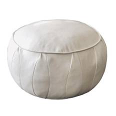 Marockansk Läder Sittpuff Elfenben