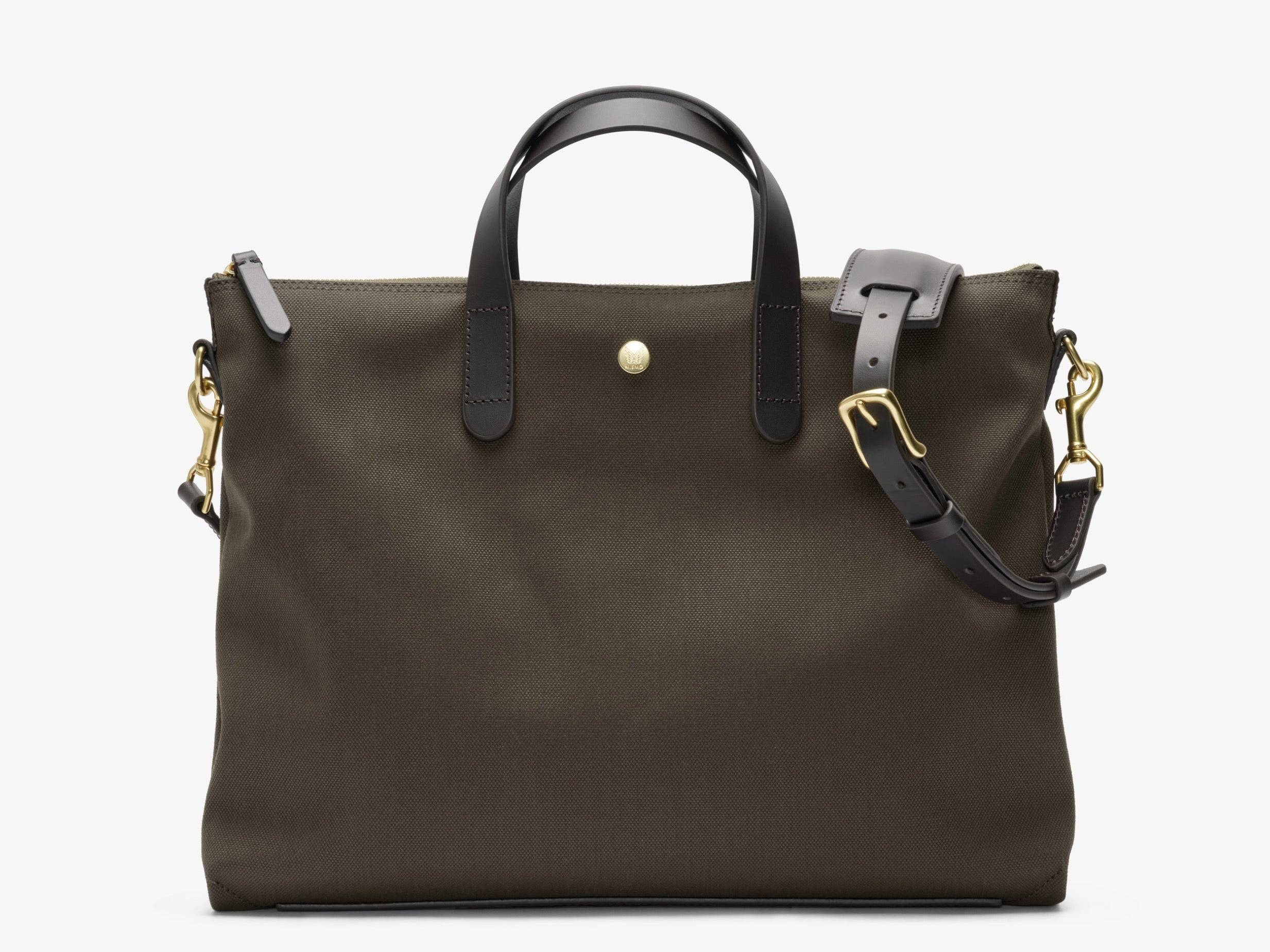 M/S Brief – Army/Dark Brown - 80% cotton & nylon canvas / 20% full-grain bridle leather / Army Canvas / 4202.92