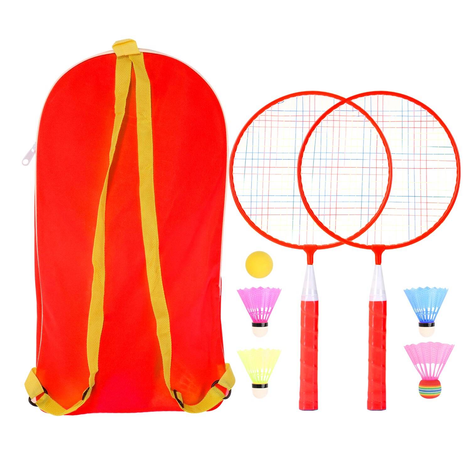 Badmintonracket för barn 1 par praktiskt racketset i nylonlegering för barn inomhus/utomhus sportspel - Röd