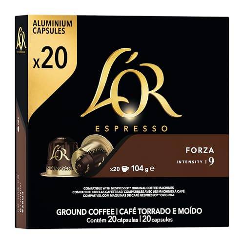 L'OR Espresso Forza 9, kaffekapslar Nespresso®* kompatibla (20 kaffepads), intensiv och fyllig, intensitet 9/11