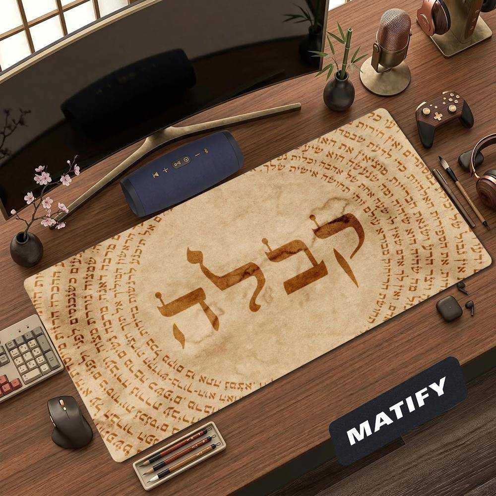 Ancient Hebrew Script Mouse Pad XXL Vintage Parchment Non‑Slip Rubber Deskmat Pc Game Keyboard Mats Large Computer Mouse Mat