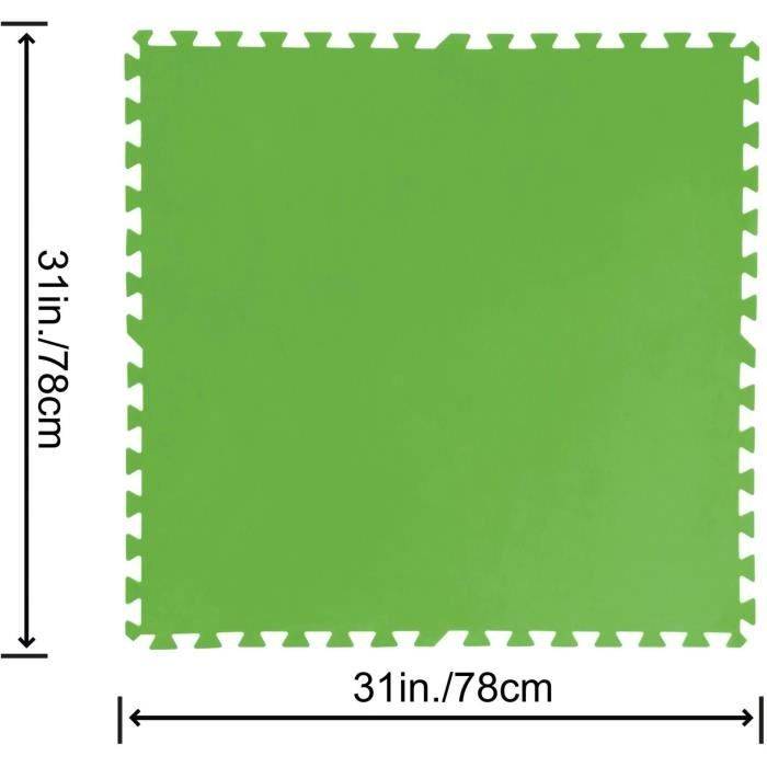 BESTWAY - Golvmatta för pool - Set med 9 skyddsplattor i grön skum - 78 x 78 cm tjocklek 4mm