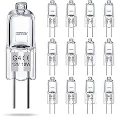 VIIVUU Glödlampa 12v 10 w halogenlampa, 2700k varmvit fläktkåpa halogenlampor, G4 halogenlampa, dimbar för att ersätta kristallkronor (12pack)