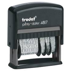 Trodat stempel Printy 4817, med 12 standard tekster og dato