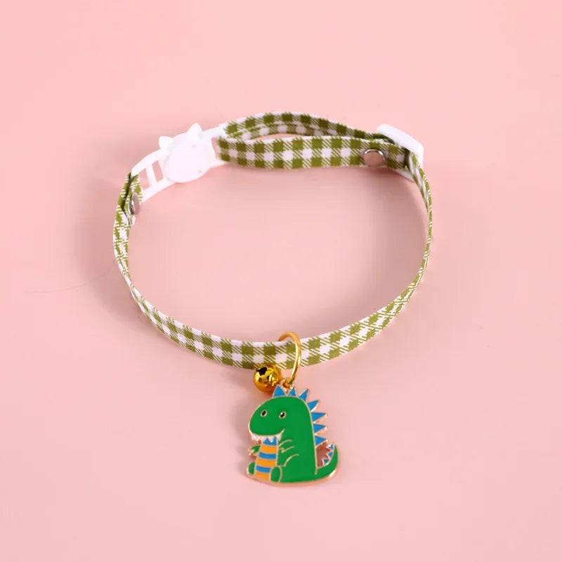 Fruity Avocado Pendant Collar with Bell for Small Dogs and Cats - Dinosaur / S 17-32cm (S 17-32cm)