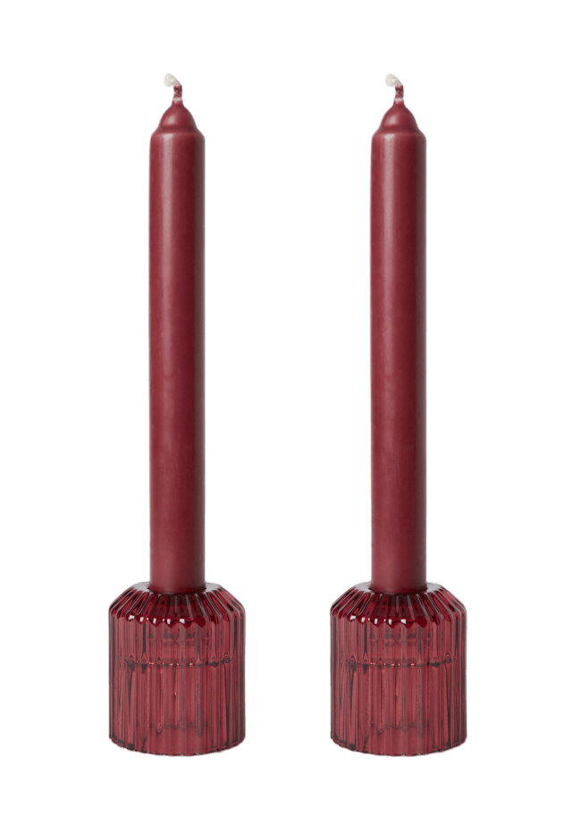 MANO ATELIER Gåvoset låg ljusstake och ljus, 2-pack Ljus & ljusstakar Röd ONESIZE