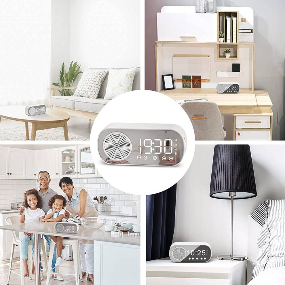 LED Digital Alarm Clock with FM Radio and Speaker, 3 Levels Brightness Diming Mode,Snooze Clocks for Decor