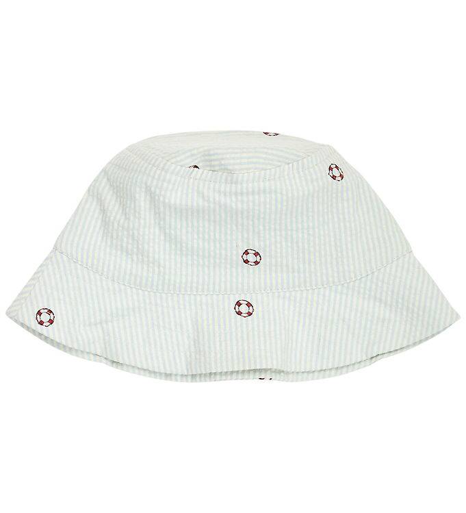 Müsli Bøllehat - Seersucker Stripe - Tofu/Ocean/Mineral Red - Müsli - 2-3 år (92-98) - Bøllehat