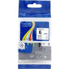 a-series etikettejp 6mm, svart på vitt, TZc-211 - Svart