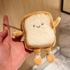 Plush Purse Toast Bread Lovely Mini Coin Portable Plush Key Card Earphone Storage Bag Wallet Pendant Keychain Girls Gifts Toys gul