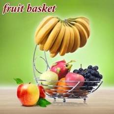 Metall fruktkorg bananställ fruktställ förvaring korgbord kök matsal dekoration