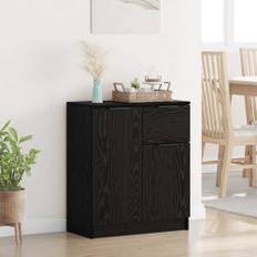 Sideboard med låda Svart ek 60 x 30 x 70 cm Konstruerat trä