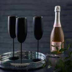Champagneglas Mat Sort Rustfri Stål