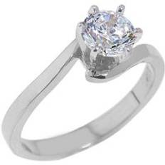 CZ Engagement Ring in 9ct White Gold - white gold