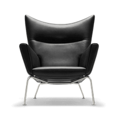 CH445 | Wing Chair rustfrit stål, læder Thor 301