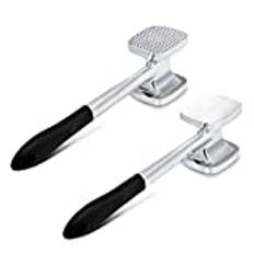 TIMESETL 28 cm kraftig aluminium kötmördare hammare dubbelsidig 140 spikad och platt yta kyckling kött klubba kök verktyg - svart handtag