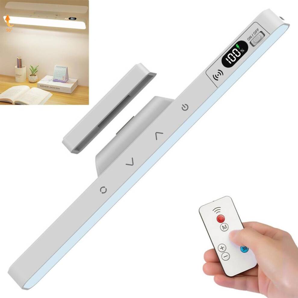 Dimbar LED-skrivbordslampa, fjärrkontroll, 5 färgtemperaturer, magnetisk, batteri och USB, ögonvänlig bordslampa