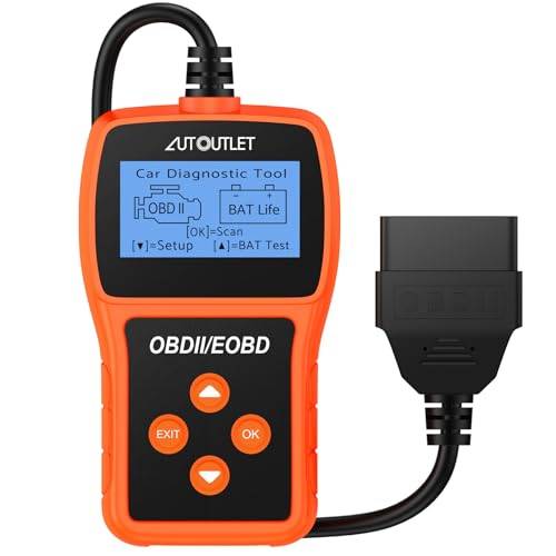 AUTOUTLET OBD2-diagnostik, automatisk OBD2-skanner kodläsare OBD2 EOBD motor felkodsläsare skanner med DTC-definition, 10 språk, spänningsidentifiering och övervakning, bil felkodsläsare