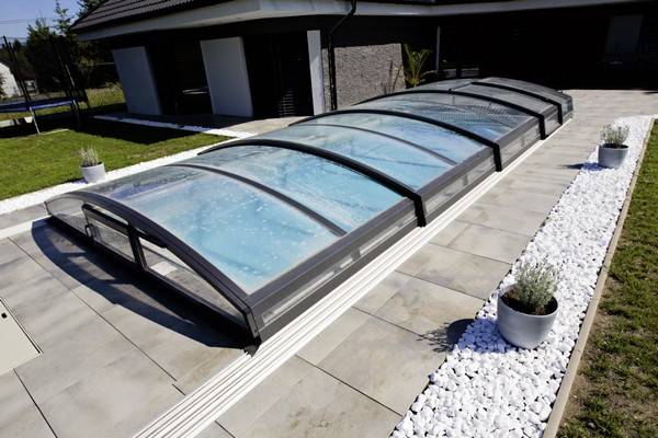 Pooltag; OASE Imperial Low til 3x6 m. (u/kantflise) m. sidedør - PoolOasen.