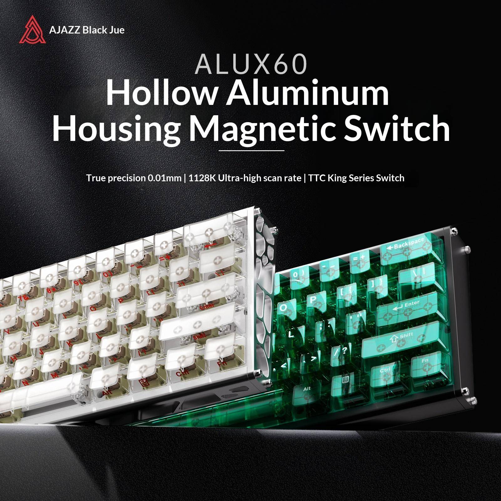 AJAZZ ALUX60 Aluminum Alloy CNC Magnetic Axis RGB Backlit Gaming Keyboard Full Key Hot Swappable 8K Report Rate