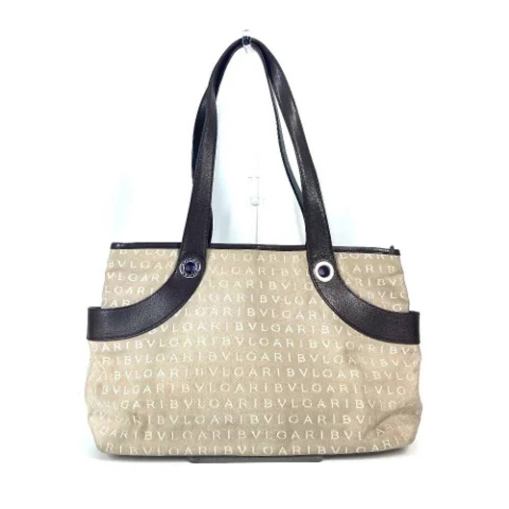 Bvlgari Vintage Pre-owned Canvas skuldertasker - Vintage - Dame - Beige - ONE SIZE - Uld