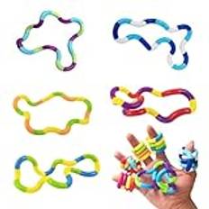 WeddHuis 5 st Tangle Fidget Toy, Twisty Fidget Toy, stressavlastande stimuleringsleksaker, hand-öga-koordinationshjälp, för barn/vuxna med sensorisk autism, tyst