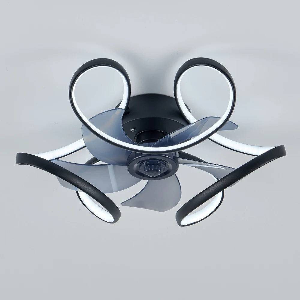 Smart 50cm Ceiling Fans with LED Lights for Bedroom Ceiling Fan with Remote Control & App Control for Dinning Room Kitchen - black / spain