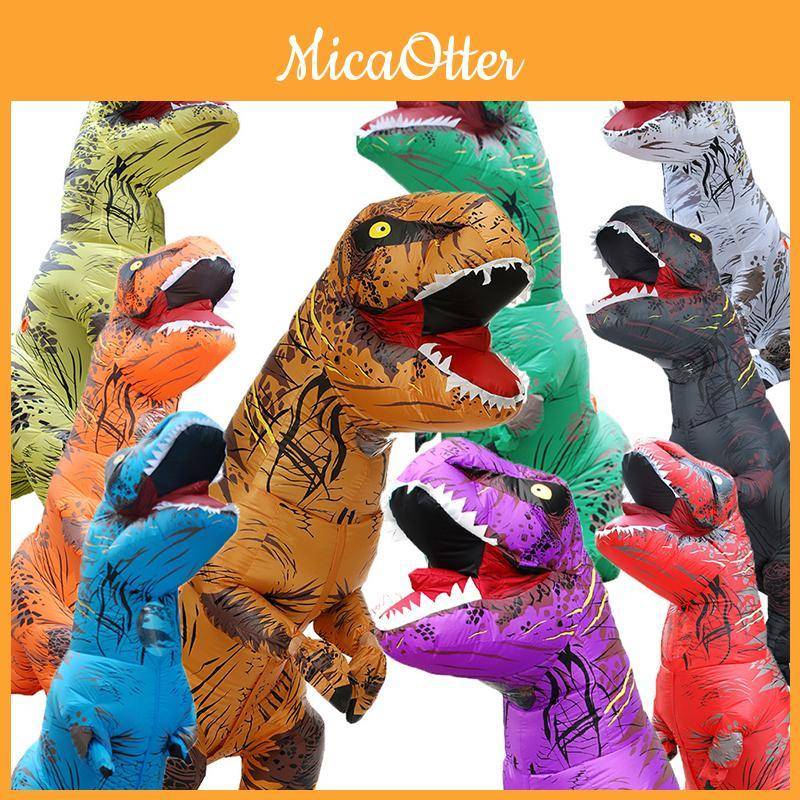 Snygg och bekväm uppblåsbar T-rex-dinosauriedräkt för barn för alla tillfällen orange