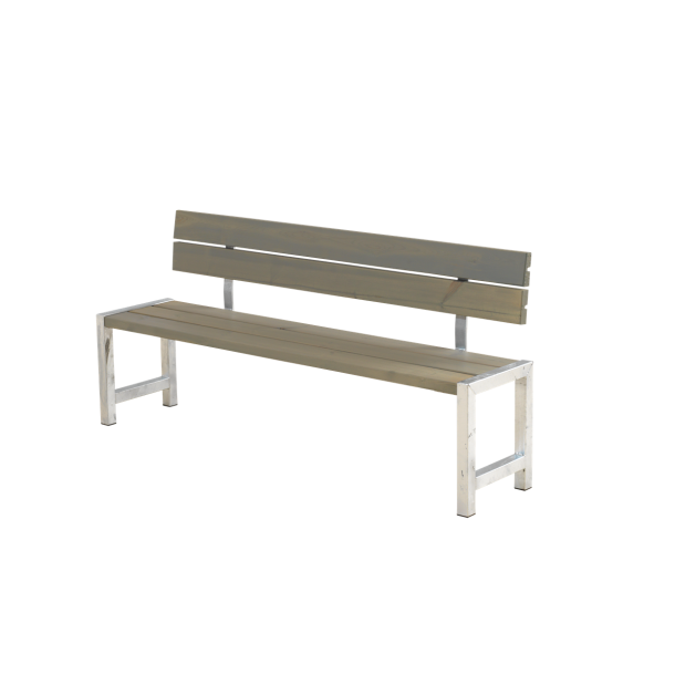 Plus Plankebænk m/ryglæn - 176 cm - Gråbrun