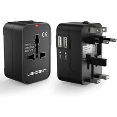 Rejseadapter, Universal UK/EU/US/AU Stikadapter International Rejse Stikkontakter med 2 USB Strømudtag til Over 200 Lande