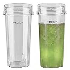 470 ml kopp för Ninja 700 W Slim Blender QB3001UKS, passar också Ninja BL770 BL780 BL660 BL740 BL810 - Ninja Smoothie Maker reservdelar - 2-pack