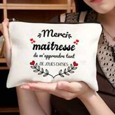 1pc Bridesmaid Makeup Bag, Bridesmaid Gift Bag Wedding Travel Toiletry Bag With Zipper Bride Bridesmaid Bag For Wedding Bridal Shower Bachelorette Pro - White - one-size