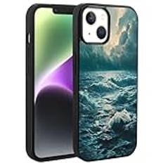 Xioolia telefonfodral för iPhone 15 14 12 13 11 7 8 6s 6 Pro Max Plus mini XR X XS Max SE med Ocean-AD24 svart TPU gummiskyddsfodral