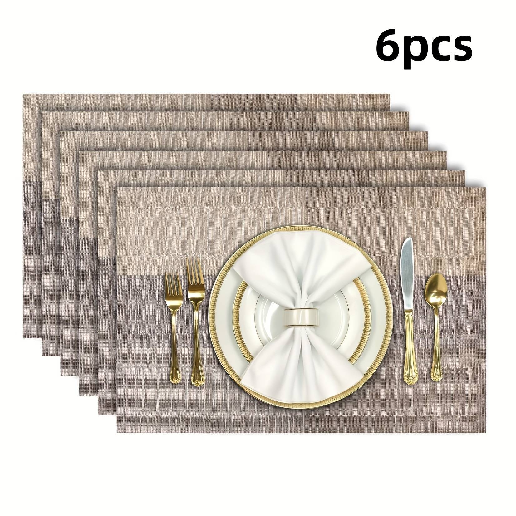 Placemats 2/4/6pcs Set, Heat-resistant Placemats, Washable Pvc Table Mats, Vinyl Plastic Placemats For Dining Table, Non-slip And Kitchen Table Mats, Easy To Clean