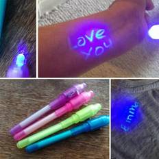 Lysande ljuspenna magisk lila 2 i 1 UV svart ljus kombination ritpenna med UV-ljus spionpenna magisk markör för barn festgåvor idéer presenter påskdag - Multifärgad (Multi-size)