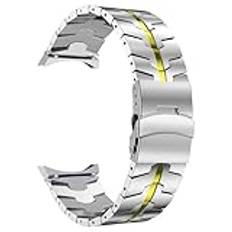 AMAUPCKCA No Gaps-rem for Samsung Galaxy Watch 6 4 5 Pro 40mm 44mm Watch4 Classic 46 42mm bandarmband metall klockarmband i rostfritt stål(Silver Gold,Galaxy Watch 4 40mm)