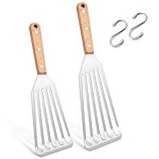 Joyfair spatel set, rostfritt stål grillspatel set om 2, värmebeständig fisksvarvare för kök, stek, vändning, stekspade slitsad svarvare metall lämplig som gåva – lätt att rengöra