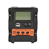 DEWIN Solladdningsstyrenhet, PWM solladdningsstyrenhet med LCD 12 V 24 V 30 A dubbel USB 5 V utgång solpanel batteriregulator