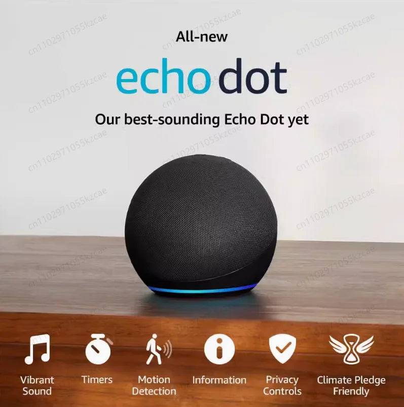 Smart Speaker with Clock Display | Echo Dot 5th & 4th Generation Alexa Voice Assistant Combo - Ivory