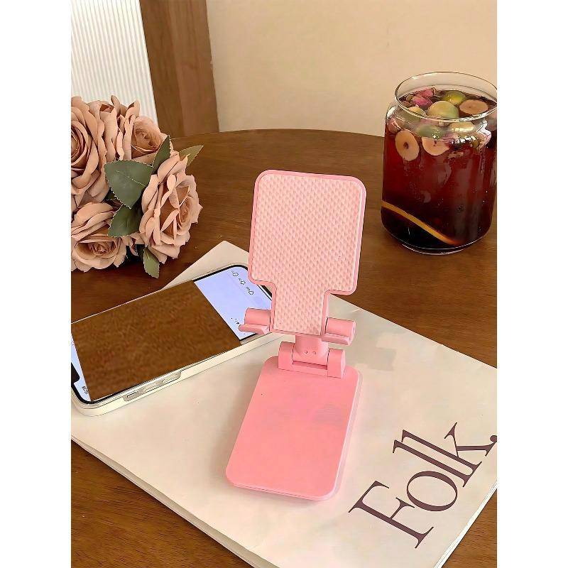 Adjustable & Foldable Mobile Phone Holder, Portable Slouchy Desk Stand, Non-Slip Plastic Tablet Stand Pink