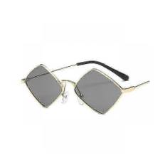 Women Metal Rhombus Sun Glasses(1pcs)gold gray