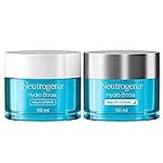 Neutrogena Hydro Boost dag och natt ansiktsvård set med vattenkräm och nattkräm, fuktgivande dagvård och nattvård med hyaluronsyra, blå, 50 ml (2-pack)