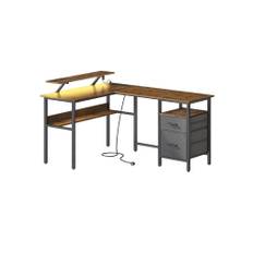 Rootz L-formet skrivebord - Hjørneskrivebord - Executive Bord - Vintage brun finish - 120 cm x 100 cm x 75 cm
