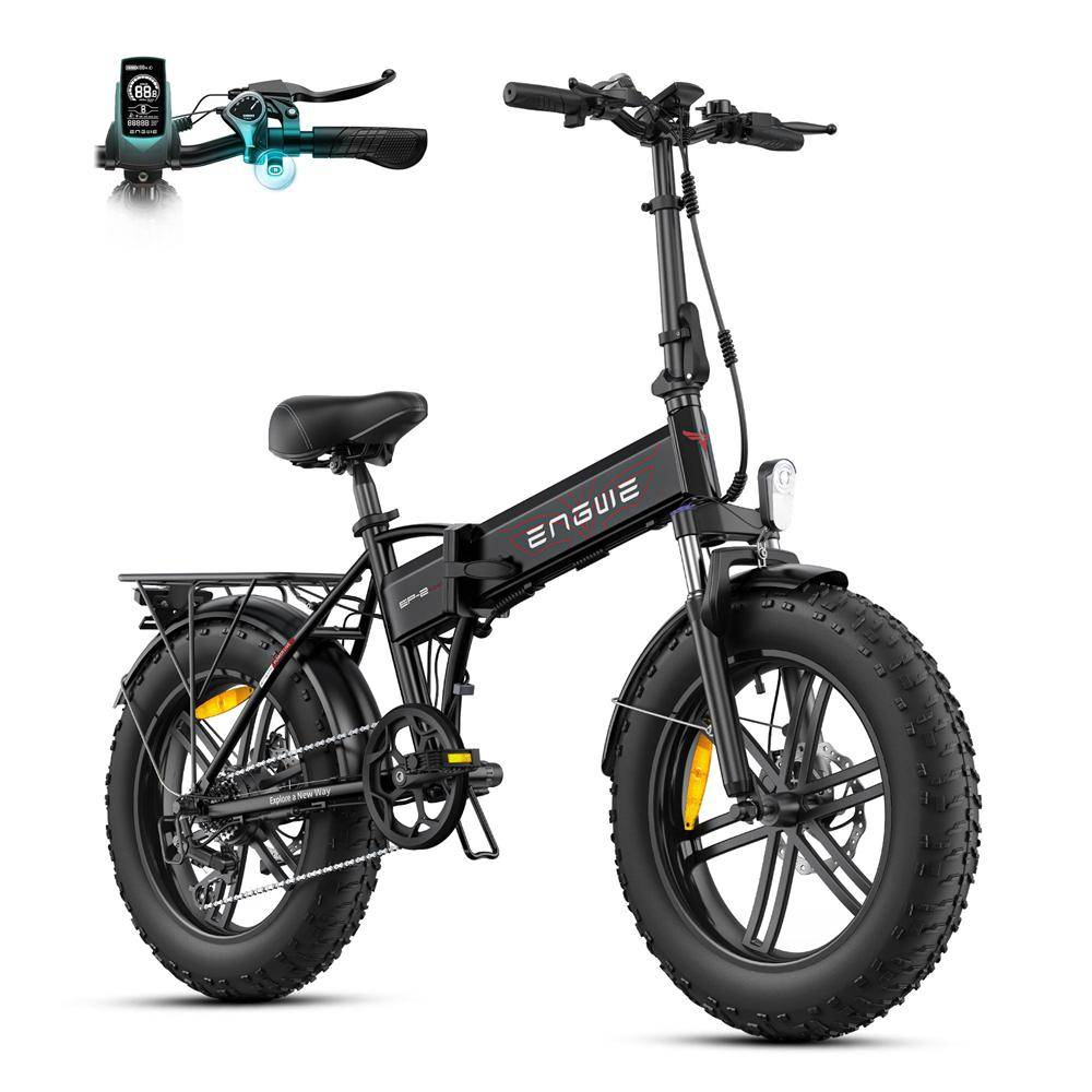 ENGWE EP-2 Boost Vikbar Elcykel: 120 km räckvidd, 150 kg lastkapacitet, 20x4.0 fet däck, 55 Nm vridmoment & PAS boost-knapp svart