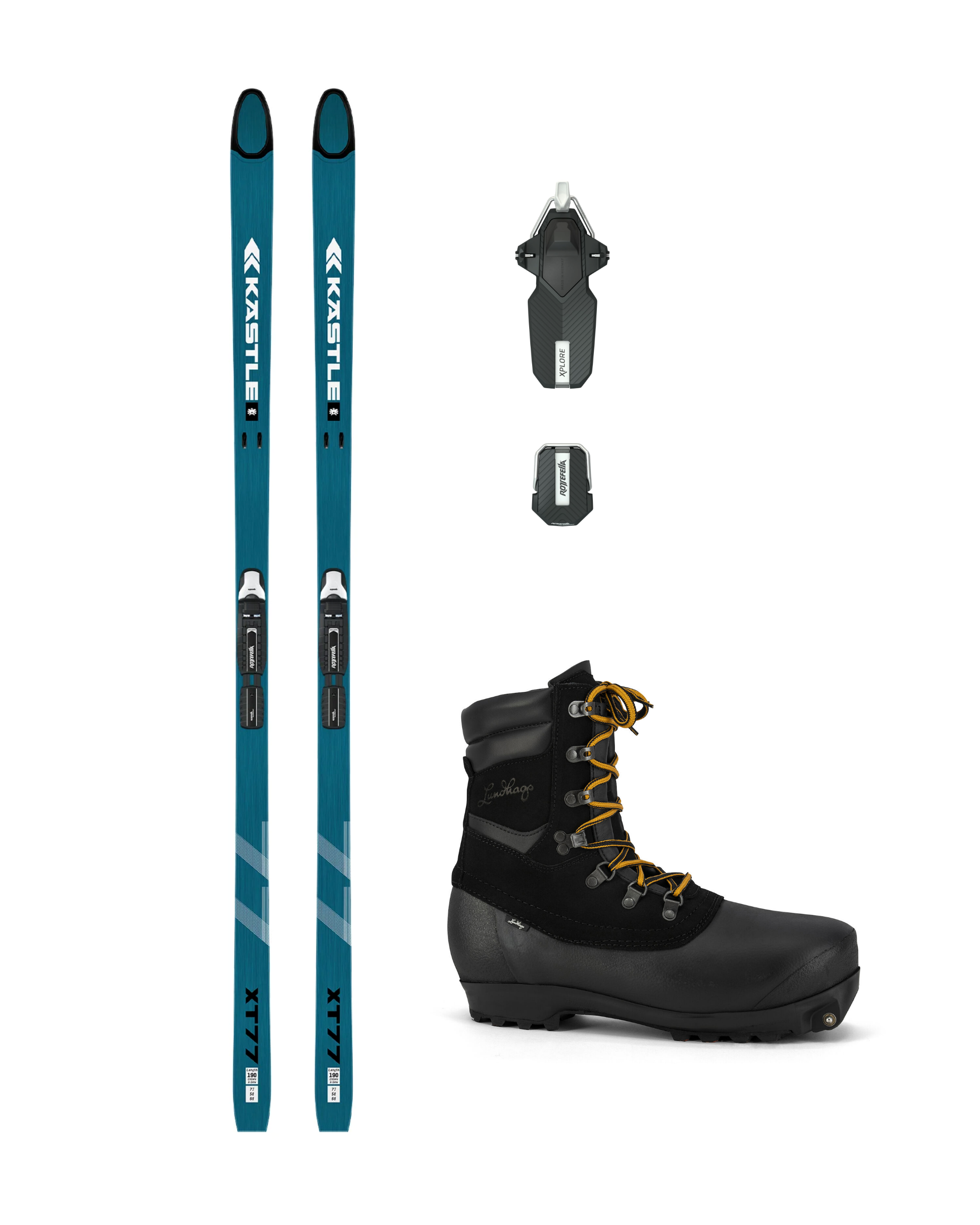 Kästle PAKET – XT77 Crown X-skin med Xplore-bindning och pjäxor