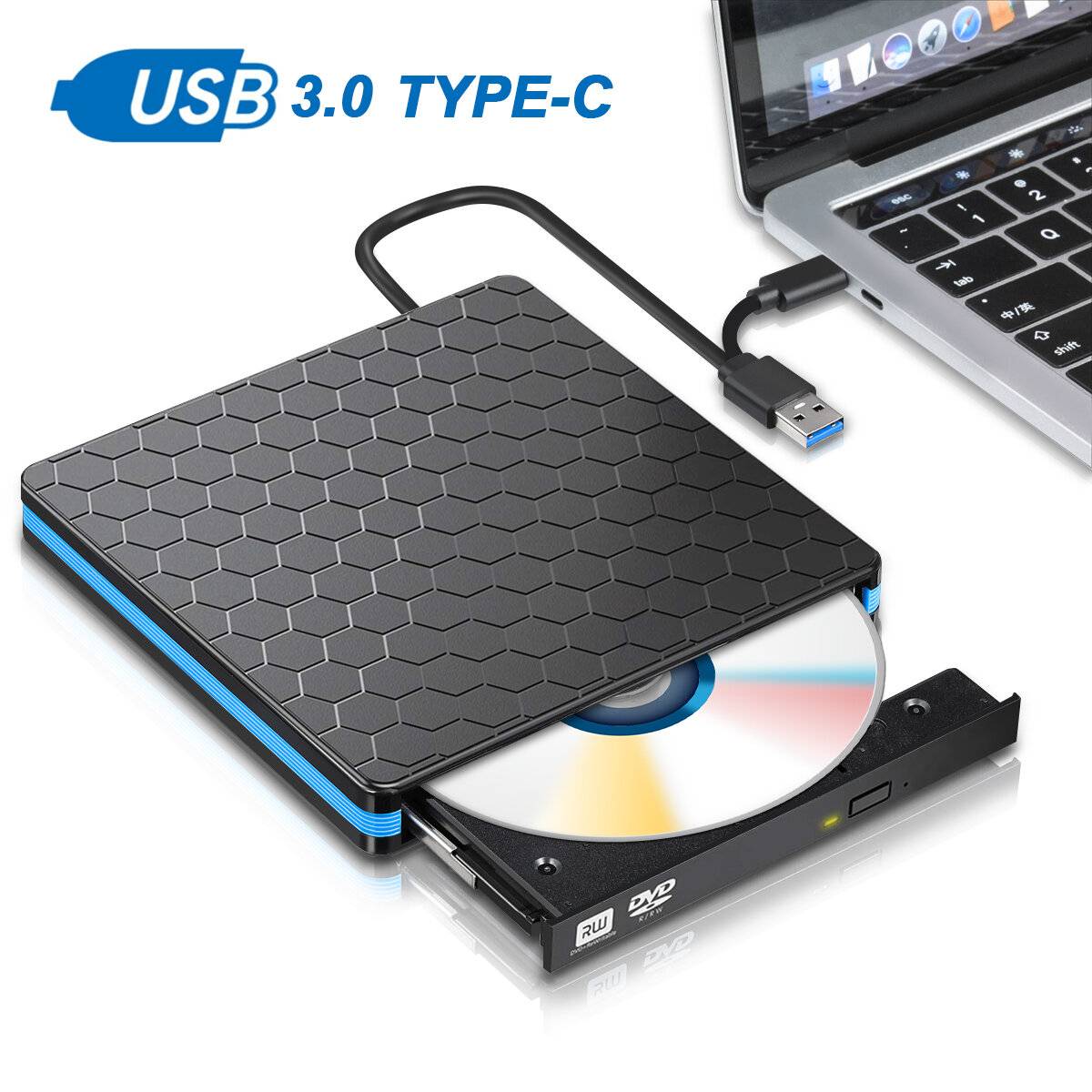 BlitzMax BM-DV2 USB 3.0 Typ C Externa CD DVD RW Optiska enheter för win 7/8/10 /XP Stationär dator