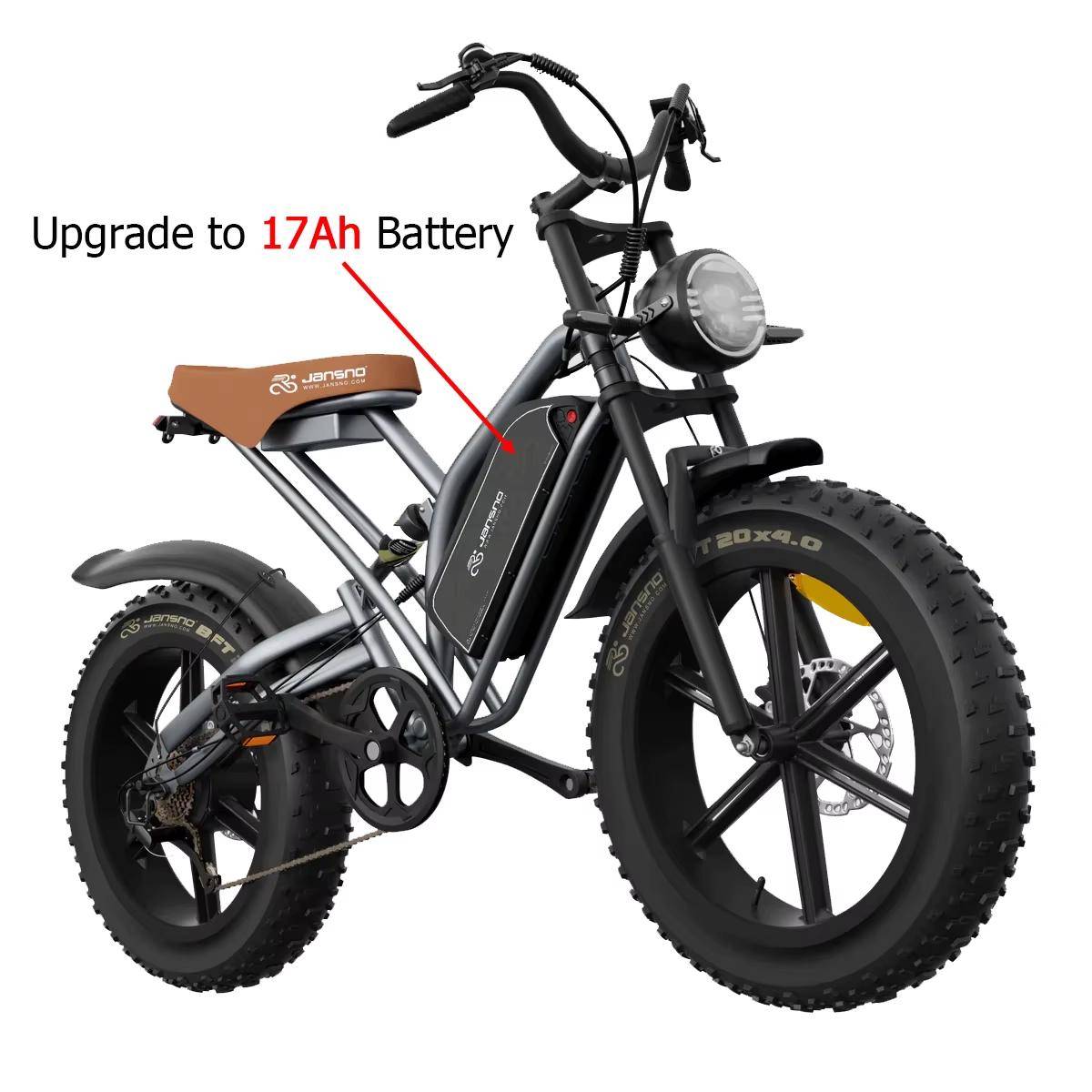 JANSNO X50 Adults Electric Bike 750/250W 48V17AH Removable battery Fat Tire 20 Off Road Mountain Ebike 25MPH Electric Bicycle